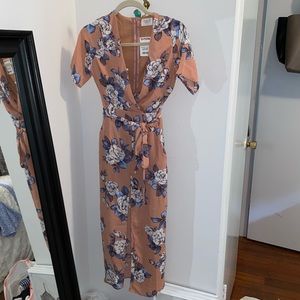 pink floral midi dress